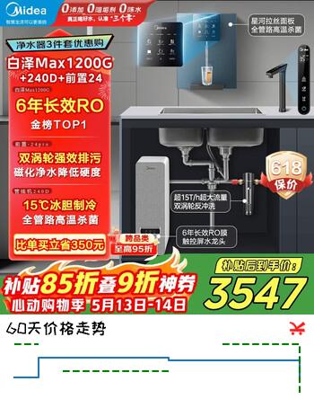 美的（Midea）直饮加热制冷净水器套装【白泽Max1200G+管线机240D+前置24pro】反渗透 家用壁挂式加热一体净饮机
