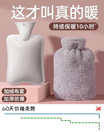 为伴 仿兔绒注水热水袋暖水袋暖手宝宝女生防爆姨妈神器摩登灰1000ml