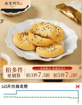 【7折】南宋胡记杭州特产小吃茶点心糕点饼干休闲零食早餐核桃桃酥240g/12枚https://u.jd.com/kawFLzK----部分有货 | 下5件最优到手单价：12.96 -> 【9.25】