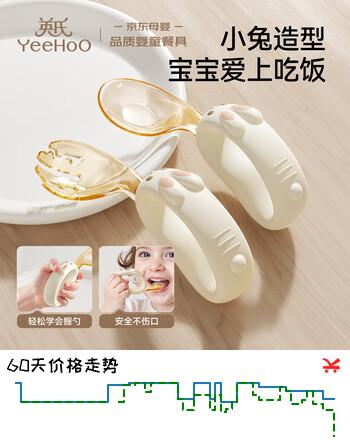 英氏（YEEHOO）宝宝自主进食辅食勺子一岁学吃饭训练习儿童PPSU餐具弯头叉勺饭盒