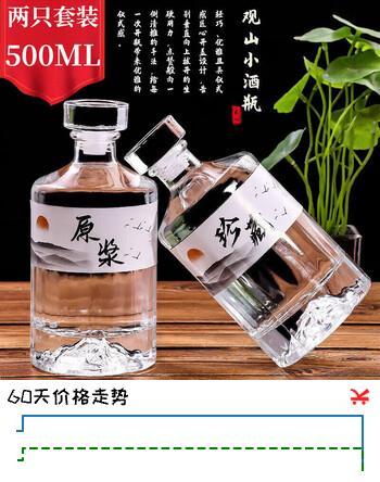 拜杰酒瓶玻璃白酒瓶泡酒瓶白酒瓶子专用高档自酿容器送礼空酒瓶子两只