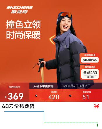 斯凯奇新年礼物面包服羽绒服冬季复古撞色男女款潮流保暖外套L324U104