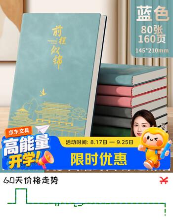 【4折】名遇笔记本子a5加厚日记本高颜值记事本男女生商务办公会议记录皮面本中高考毕业季礼物 蓝色/160页https://u.jd.com/kaJayad----多半有货 | 下10件最优到手单价：4.85 -> 【2.4】