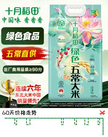 【8折】十月稻田 2025年新米 绿色食品 五常大米 10斤（东北大米 5kg）https://u.jd.com/xard8lG----普遍有货 | 下1件最优到手单价：62.33 -> 【52】