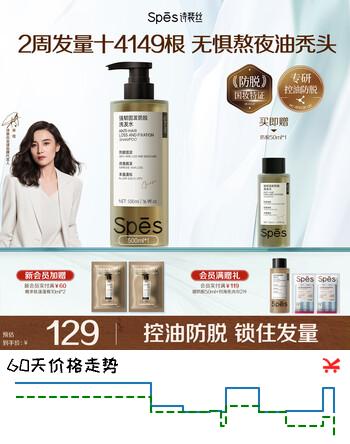 【8折】诗裴丝Spes防脱洗发水侧柏叶强韧固发育发防断发控油蓬松去屑洗头膏500mlhttps://u.jd.com/UOZQUNi----普遍有货 | 下5件最优到手单价：96.5 -> 【86.3】