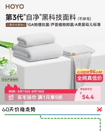 HOYO日本毛巾浴巾干发帽三套装A类成人高档吸水速干10A抗菌灰色运动