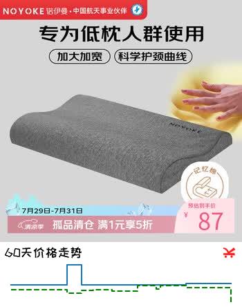 【6折】诺伊曼 NOYOKE枕头低薄款颈椎枕头矮枕专用深助睡眠觉零压力养护加大枕【深灰】https://u.jd.com/UrMjOmU----普遍有货 | 下1件最优到手单价：138.61 -> 【87】