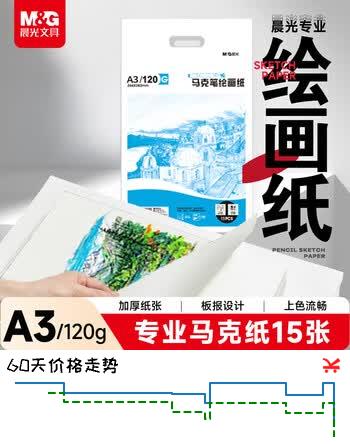 【6折】晨光（M&G）文具A3/120g马克纸15张马克笔专用学生手抄报手绘素描 学生初学速写铅画纸生日礼物 MA3160https://u.jd.com/4rYfirx----普遍有货 | 下3件最优到手单价：6.13 -> 【4】