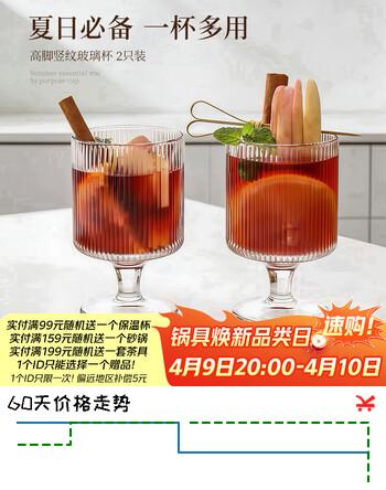 几物森林 玻璃杯葡萄酒杯热红酒杯高脚杯鸡尾酒香槟高颜值ins风 竖纹2只装