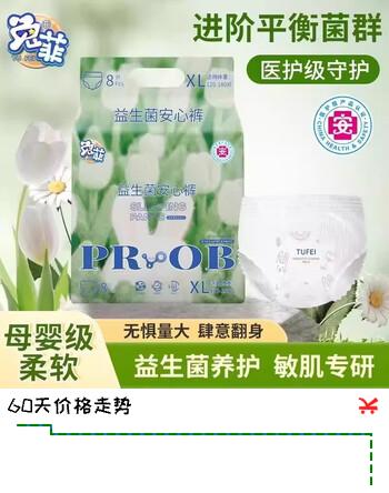 兔菲医护级益生菌高腰安睡裤超薄透气防侧漏经期夜用安心裤卫生巾 XL 8条 【建议120-180斤】