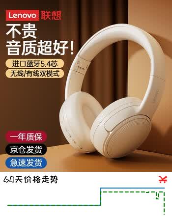 联想（Lenovo）蓝牙耳机头戴式无线降噪耳机可折叠蓝牙5.4电竞游戏音乐运动通用苹果小米手机EB320月岩白