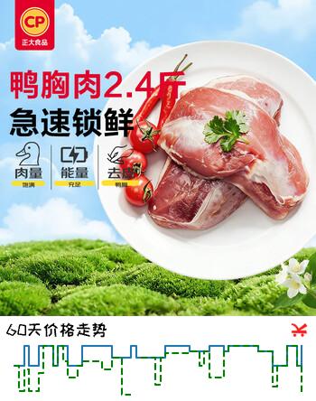正大鸭胸肉2.4斤 去皮鸭胸肉鸭货生鲜自营鸭肉生鲜烧烤冷冻