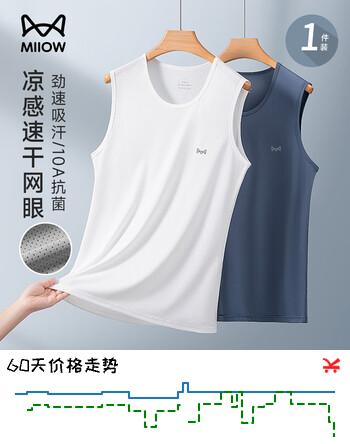 猫人（MiiOW）冰丝背心男夏季薄款网眼透气男士打底背心无袖跨栏运动内衣男坎肩