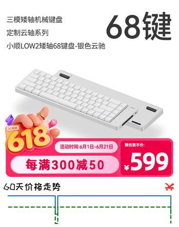 洛斐（Lofree）小顺FLOW2矮轴68键机械键盘铝坨坨无线蓝牙笔记本办公 银色云驰