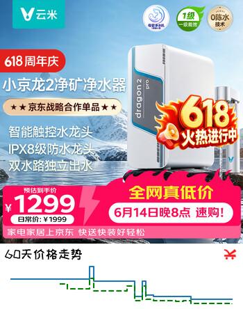 云米（VIOMI）家用净水机反渗透RO膜矿物质小京龙2净矿净水器双水直饮1200G6年 0阻垢剂 厨下式净饮机MR12102-A