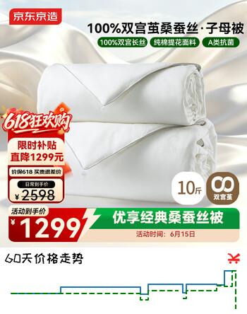 京东京造100%桑蚕丝被 双宫茧被芯蚕丝春秋被子四季通用-子母被220x240cm