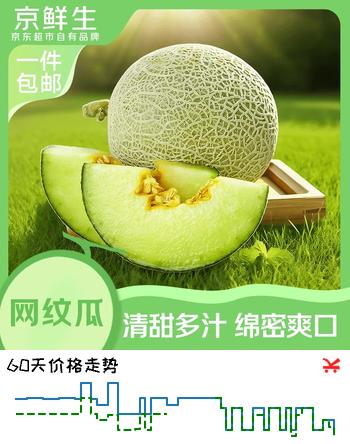 京鲜生 山东网纹瓜 净重4.5-5斤 单果2斤起2粒装 水果源头直发包邮