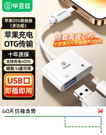 毕亚兹 苹果otg转接头手机U盘转换线lightning转USB接口充电二合一多功能【外接U盘/鼠标/键盘/相机】P19