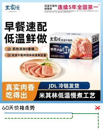 【5折】王家渡低温午餐肉儿童早餐火腿片罐头火锅食材 300g1盒（猪肉原味）https://u.jd.com/UGjzE4y----普遍有货 | 下5件最优到手单价：24.98 -> 【14.98】