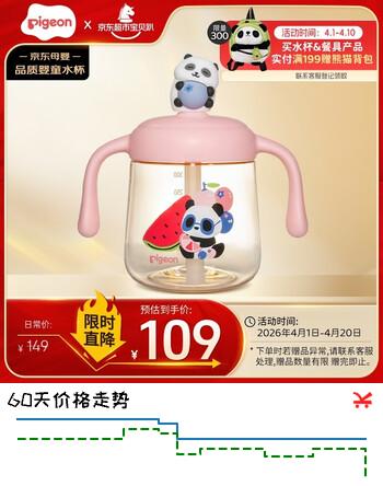 贝亲（Pigeon）儿童牛奶杯1-3岁宝宝喝水喝奶PPSU直饮奶瓶双吸管水杯 粉色330mL