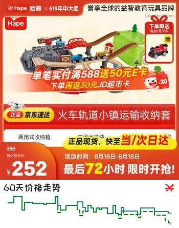 Hape(德国)火车轨道玩具木质拼插diy小镇运输收纳套生日礼物E3764