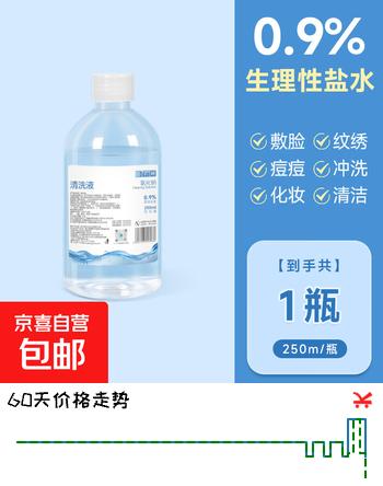生理盐水清洗液小支独立装0.9%氯化钠生理盐水鼻炎冲洗 【1瓶】250ml/瓶