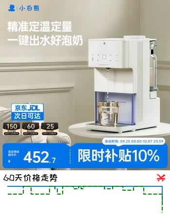 【7折】小白熊恒温水壶婴儿泡奶机定量出水婴儿调奶器奶瓶冲奶机L1https://u.jd.com/46BYaRq----普遍有货 | 下1件最优到手单价：606 -> 【463】