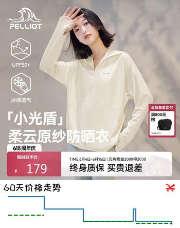 伯希和（Pelliot）【小光盾】防晒衣服女夏冰丝防紫外线透气皮肤风衣12321218米白S
