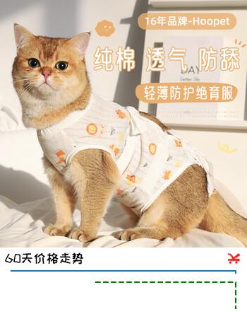 华元宠具（hoopet）猫咪绝育服宠物小狗狗母猫猫手术服透气戒奶服公猫防舔术后用衣服