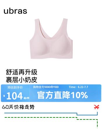 ubras无尺码免拆胸垫文胸女无钢圈胸罩无痕背心女聚拢内衣粉底液 【小奶皮】兰花烟色 均码 -经典背心版(100-130斤)