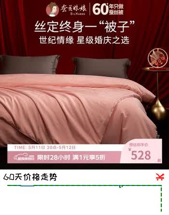 蚕花娘娘（SILKUEEN） 蚕丝被100%桑蚕丝婚礼婚庆新婚红色丝绵被喜被结婚冬被四季被芯 粉色 200*230 蚕丝净重2斤