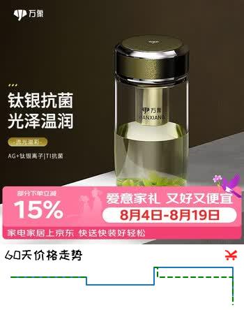 【8折】万象（WANXIANG）钛银抗菌杯商务高档水杯便携车载茶杯TU56夜光黄470ml单层玻璃杯https://u.jd.com/krCwGWl----普遍有货 | 下2件最优到手单价：304.6 -> 【244.8】