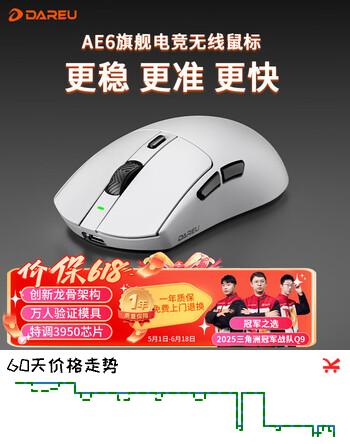 达尔优（dareu）AE6无线游戏鼠标三模连接P3950定制芯片电竞鼠标Nordic主控无线双8K回报率万金油模具