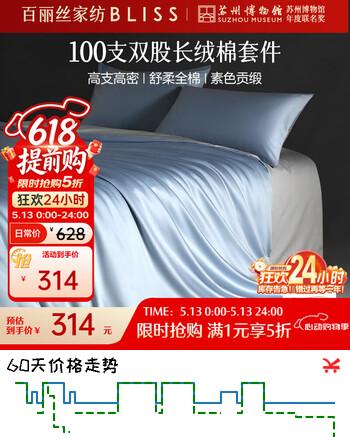 百丽丝水星家纺出品四件套床上用品四件套纯棉被套床单被罩全棉100支长绒棉高级轻奢1.8米床