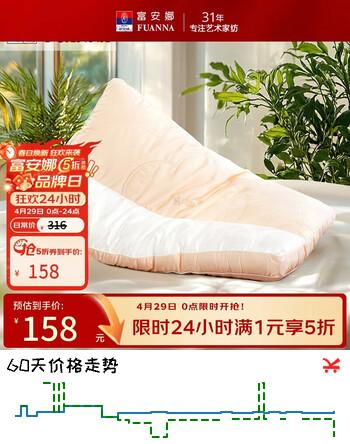 富安娜蚕丝鹅毛超柔复合枕婚庆喜枕陪嫁送礼 天定良缘一只装 70*45cm