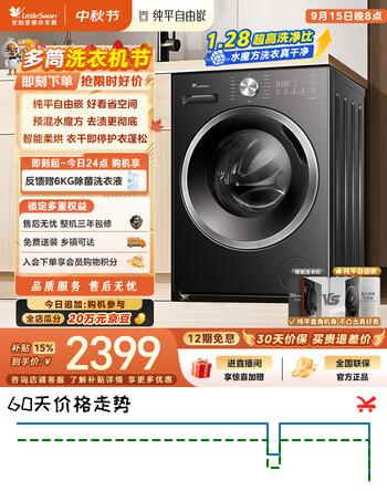 【8折】小天鹅（LittleSwan）滚筒洗衣机全自动家用 带烘干洗烘一体 10KG水魔方 纯平自由嵌 TD10V628T 以旧换新补贴 京东自营https://u.jd.com/xa7hYY9----多半有货 | 下1件最优到手单价：2295 -> 【1998.81】