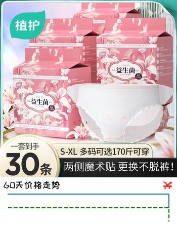 【7折】植护Q系列日安裤魔术贴防漏安心日夜卫生巾少女早安大码安睡裤 XL 30条 120-170斤 【益生菌】https://u.jd.com/UGaCf4l----普遍有货 | 下1件最优到手单价：39.9 -> 【29.9】