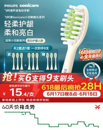 飞利浦（PHILIPS）电动牙刷头官方原装适配HX24系列/HX2461/HX2431/HX2471/03白色刷柄清洁亮白 3支装HX2033/05  
