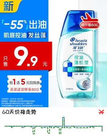 海飞丝头皮肌底控油蓬松旅行装洗发水80g控油去屑洗头膏