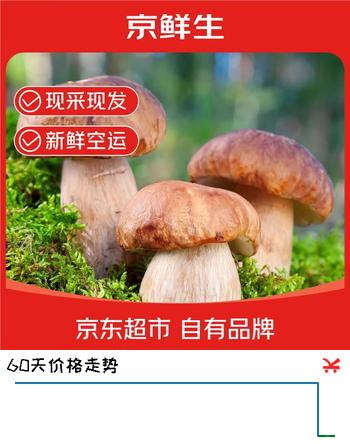 京鲜生云南野生菌【美味牛肝菌】净重250g鲜菌菇火锅小炒食材源头直发