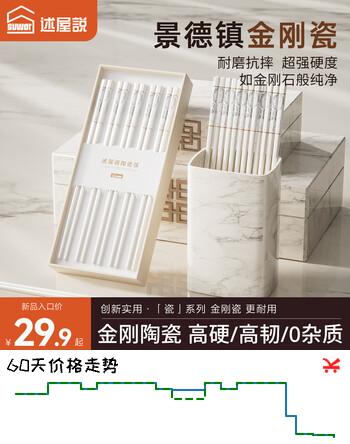 述屋说景德镇陶瓷筷子高档家用防霉防潮耐高温抗菌一人一筷家庭分餐10双