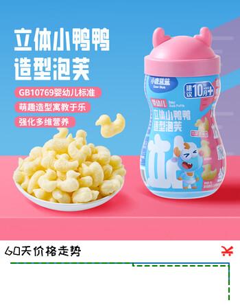 小鹿蓝蓝婴儿泡芙儿童零食磨牙多造型泡芙球溶豆米饼搭档 【10月+】鸭鸭泡芙苹果香蕉味1罐