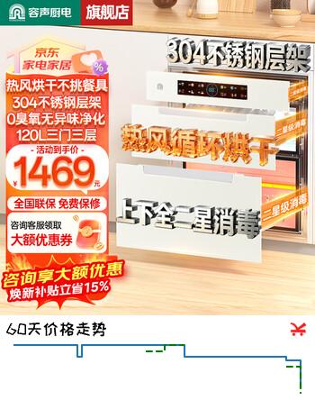 【8折】容声消毒柜白色【白月光系列】嵌入式三层家用150升L厨房餐具镶入式消毒碗柜【重磅升级热风304层架】 二星级 120L 【06A白Pro】新升级热风循环https://u.jd.com/4G53loc----普遍有货 | 下1件最优到手单价：1668 -> 【1409】