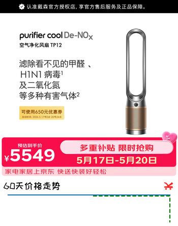 戴森（DYSON）TP12空气净化风扇  过滤病毒 全屋循环 除过敏原除甲醛除烟味吸猫毛除PM2.5 黑金色【价保618】