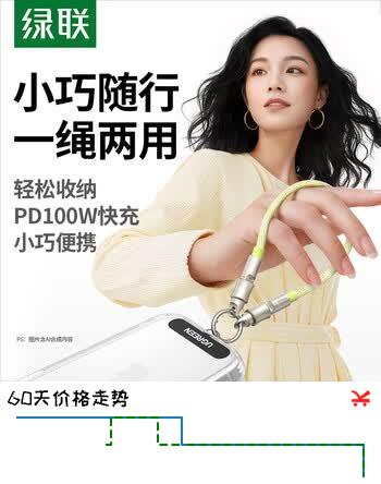 【7折】绿联便携挂环挂绳设计双头Type-C数据线PD100W快充电线ctoc适用充电宝短线苹果华为荣耀小米手机0.3米https://u.jd.com/9DkE57R----普遍有货 | 下1件最优到手单价：49.9 -> 【39.9】