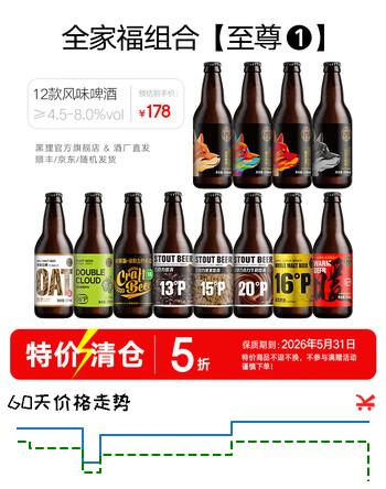 黑狸精酿巧克力世涛黑啤酒高端系列高度烈性原浆组合送礼礼盒整箱装 全家福组合【至尊1号】330ml*12