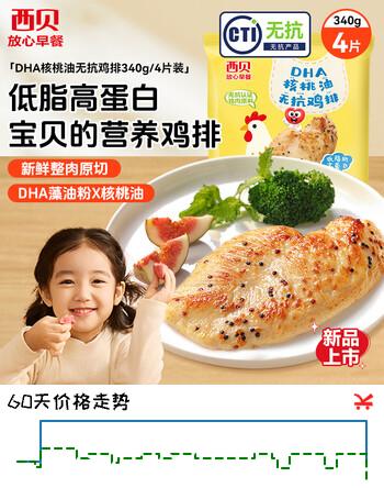 西贝莜面村 无抗鸡排340g/4片装 鸡肉鸡排鸡胸肉低脂速食儿童早餐生鲜半成品
