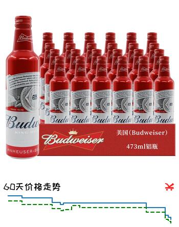 百威原装进口百威啤酒 Budweiser啤酒经典黄啤 Bud红铝 473mL 24瓶 26年3月18日到期