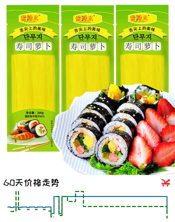 盛源来寿司萝卜200g*3袋 韩国紫菜包饭食材配料日式大根条酸甜调味咸菜