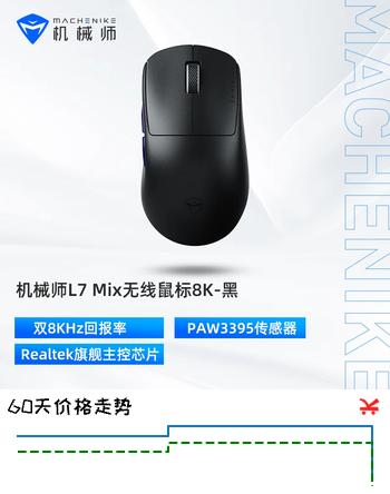 机械师L7Mix 中小手型 有线/2.4G 游戏鼠标 轻量化 PAW3395传感器  双8K回报率 -黑色